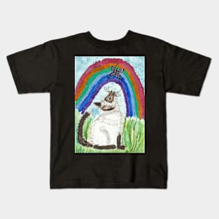 Siamese cat kitten  rainbow Kids T-Shirt